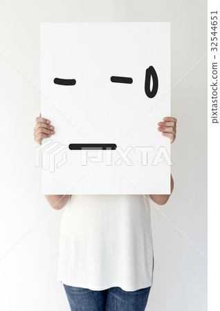 Illustration of awful sadness face on banner Illustration of awful sadness face on banner 32544651