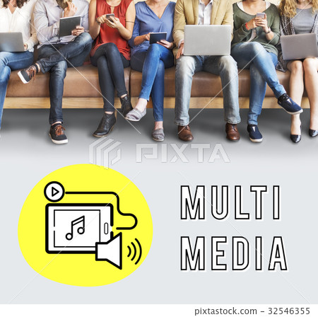 Network connection graphic overlay background on floor 32546355