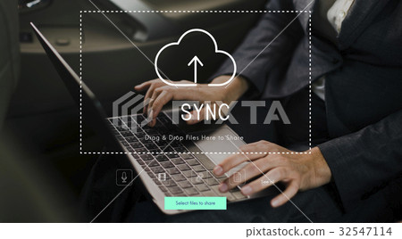 People Using Technology Digital Device with Cloud Computing Icon Graphic 32547114