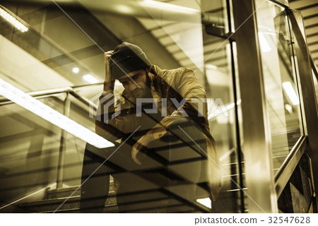 Adult Man Sitting Look Worried on The Stairway 32547628