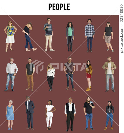Various of diversity people full body standing with smiling on background 32548050