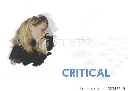 Woman with Critical Feeling Expression Emotion Word Graphic Woman with Critical Feeling Expression Emotion Word Graphic 32548549