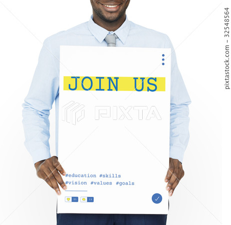 Man holding network graphic overlay banner 32548564