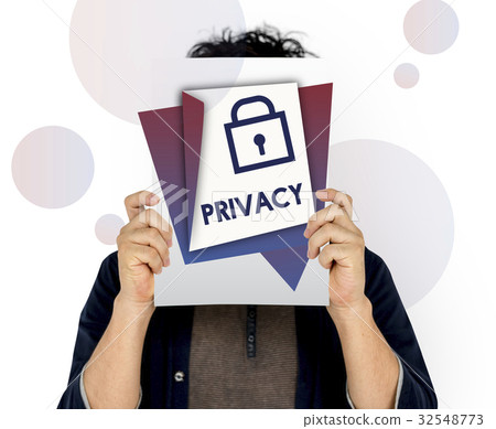 Man holding banner covering face network graphic overlay Man holding banner covering face network graphic overlay 32548773