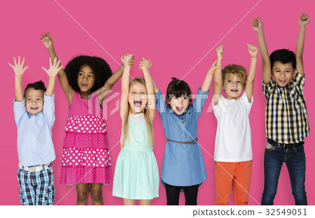 Little Children Friends Hands Up 32549051