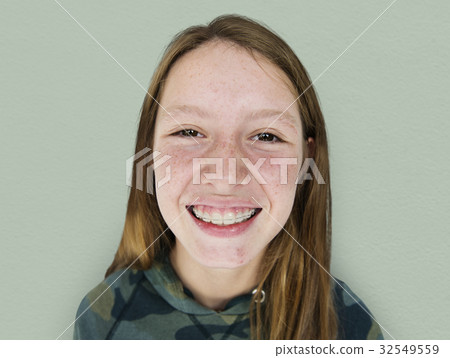 Young Adult Woman Face Smile Expression Studio Portrai Young Adult Woman Face Smile Expression Studio Portrai 32549559