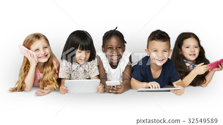 Diverse Group of Kids Using Electronic Devices Diverse Group of Kids Using Electronic Devices 32549589