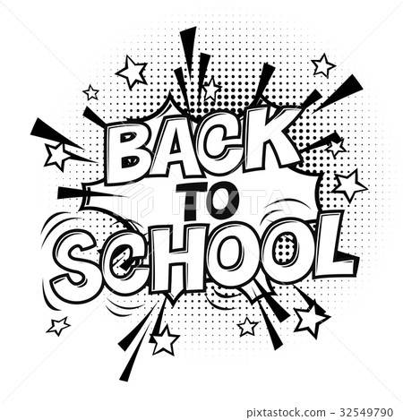 Back to school black and white illustration. Comic 32549790