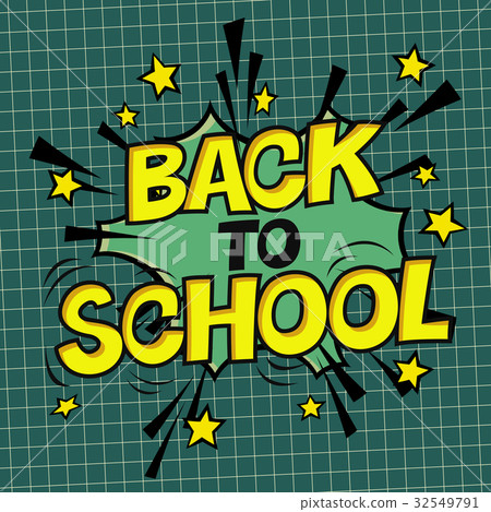Back to school poster. Comic retro yellow alphabet 32549791