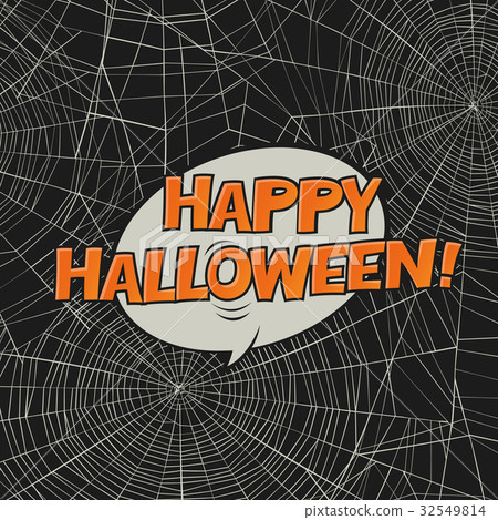 Halloween vector postcard. Spider web  32549814