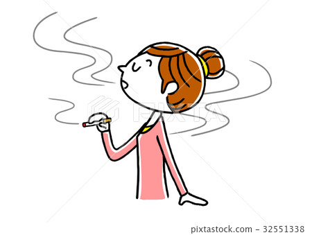 A woman smoking a cigarette 32551338