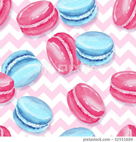 Watercolor seamless pattern with Macaroons Watercolor seamless pattern with Macaroons 32551689
