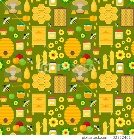 Cartoon Honey Background Pattern. Vector 32552461