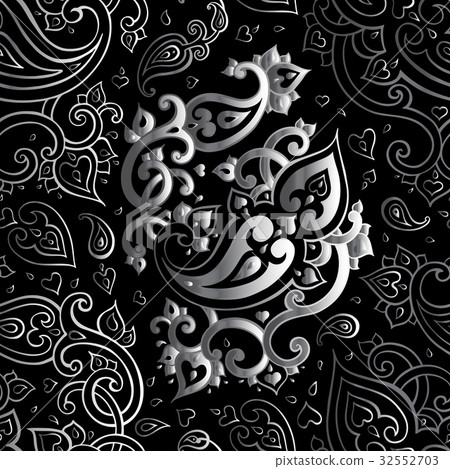 Paisley Beautiful silver seamless background. Paisley Beautiful silver seamless background. 32552703