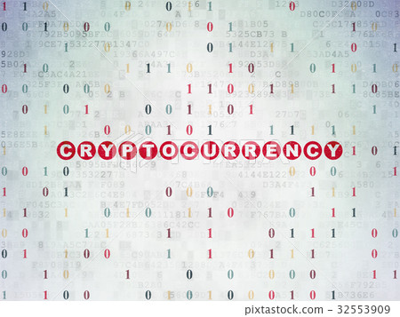 Data concept: Cryptocurrency on Digital Data Paper 32553909