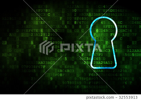 Information concept: Keyhole on digital background 32553913