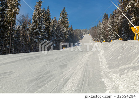 Winter landscape in mountains skiing resort  32554294