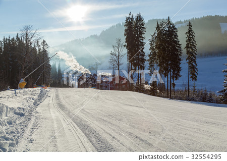 Winter landscape in mountains skiing resort  32554295