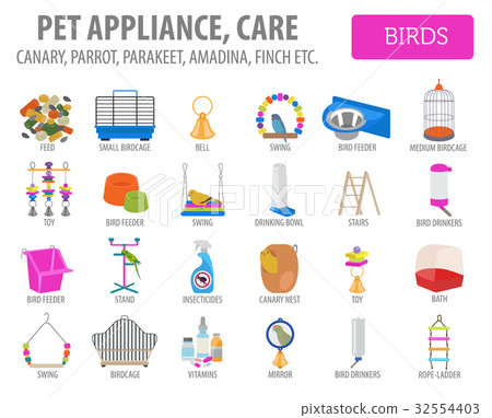 Pet appliance icon set flat style isolated white Pet appliance icon set flat style isolated white 32554403