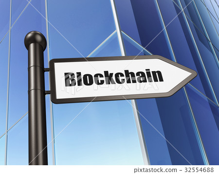 Currency concept: sign Blockchain on Building 32554688
