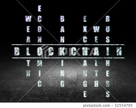 Banking concept: Blockchain in Crossword Puzzle Banking concept: Blockchain in Crossword Puzzle 32554705