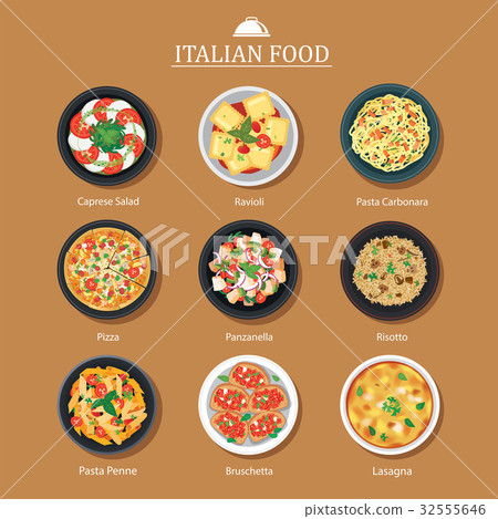 Set of italian food flat design. Vector background Set of italian food flat design. Vector background 32555646