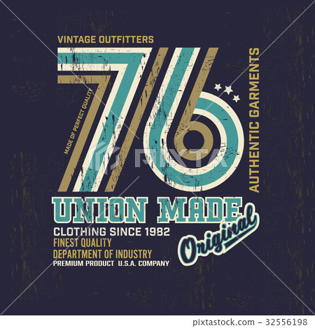 Typography vintage Denim brand logo t-shirt print 32556198