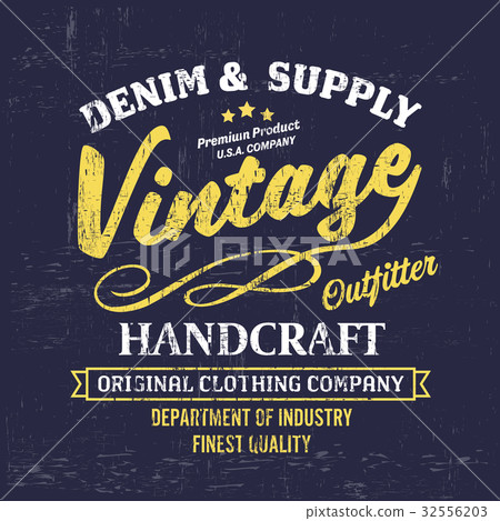 Typography vintage Denim brand logo t-shirt print 32556203