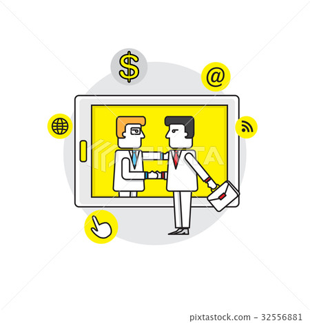 Businessman network deal on laptop background. Businessman network deal on laptop background. 32556881