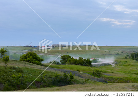 Dust and dirt road in Russia province region Dust and dirt road in Russia province region 32557215