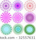Round ornament pattern. Set of colored elements 32557631