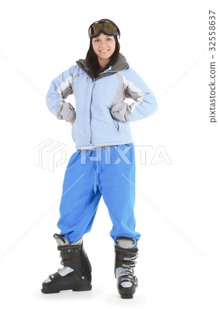 happy young woman in ski sunglasses 32558637