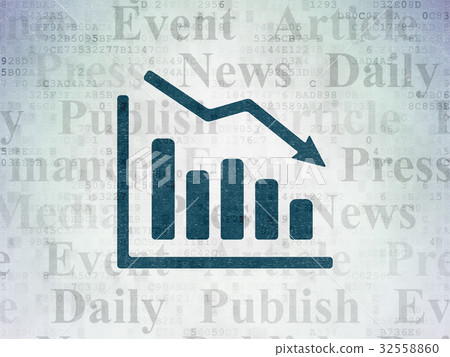 News concept: Decline Graph on Digital Data Paper 32558860