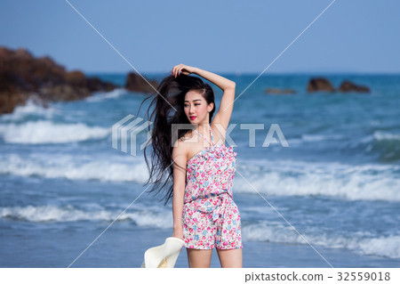 Happy woman Enjoying and relaxing Beautiful Happy woman Enjoying and relaxing Beautiful 32559018