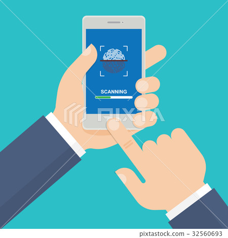 process of scanning fingerprint on the screen. process of scanning fingerprint on the screen. 32560693