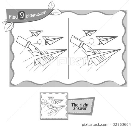 game black  find 9 differences Paper airplane 32563664