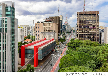 Avenida Paulista on a cloudy day 32564352