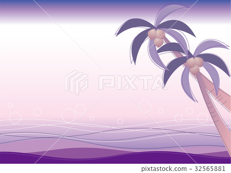 棕櫚樹和海/日落的圖像 32565881