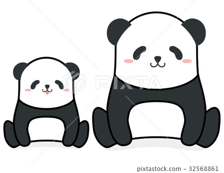 溫暖的熊貓父母和兒童例證 32568861