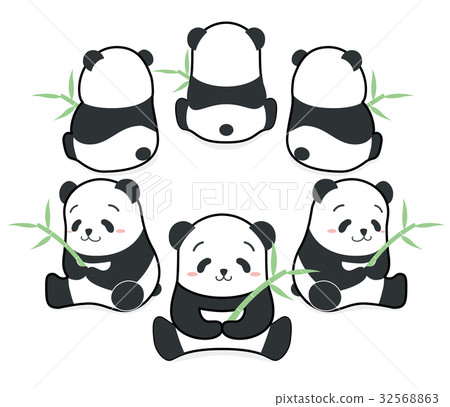 竹子和熊貓集合的例證 32568863