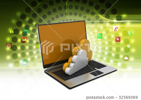 Laptop with cloud 32569369