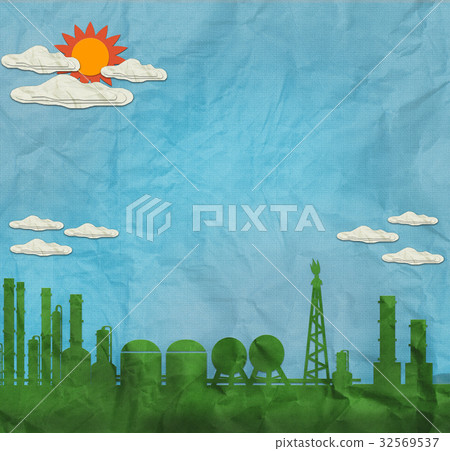 Green Industrial building vintage style 32569537