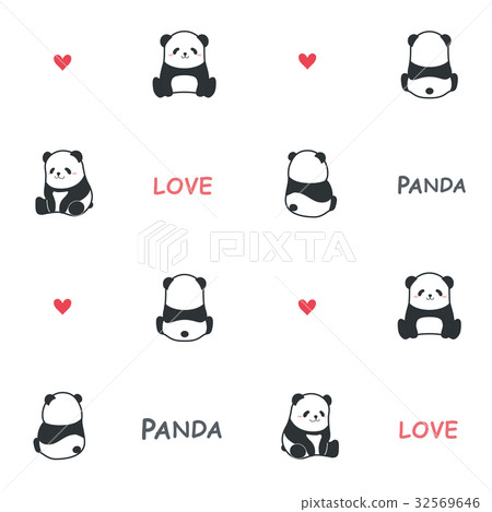 Heartwarming panda illustration pattern Heartwarming panda illustration pattern 32569646