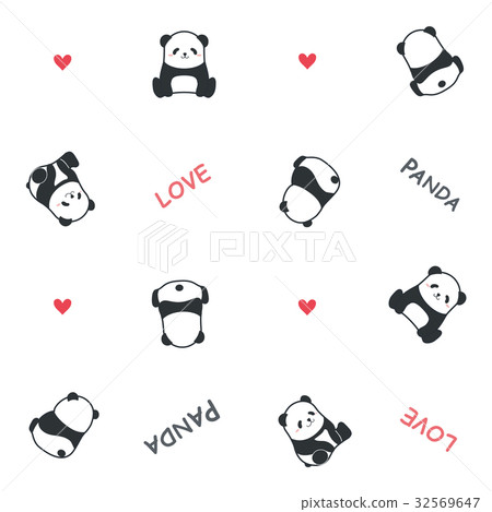 Heartwarming panda illustration pattern Heartwarming panda illustration pattern 32569647