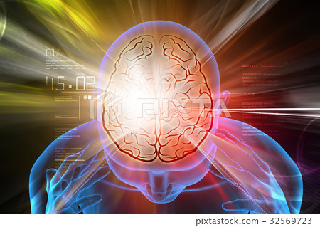 male head with brain 32569723