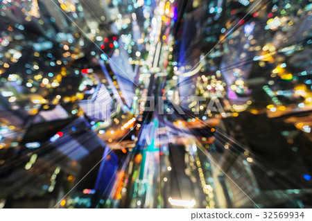 Night blurred bokeh light city downtown 32569934