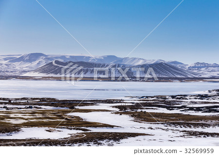 Iceland Myvant Volcano mountain in winter season 32569959