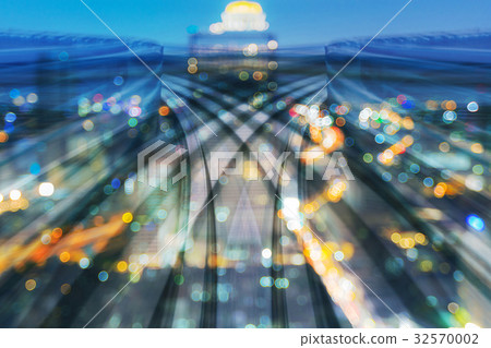 Double exposure moving train blurred motion 32570002