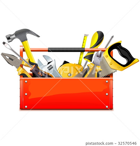 Vector Red Toolbox with Hand Tools 32570546
