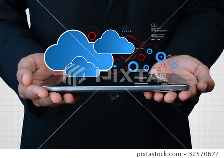 man showing cloud technology 32570672